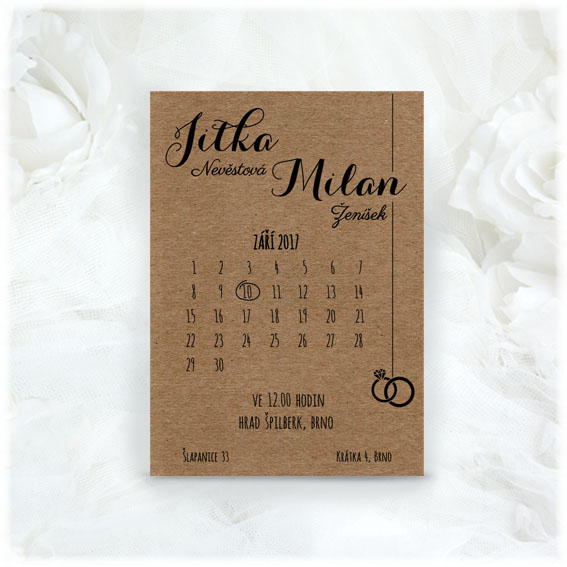 Svatební oznámení kalendář SK108