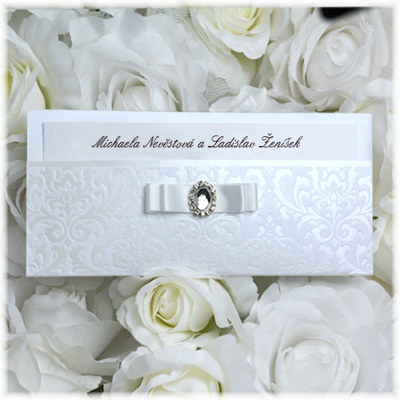 Luxury wedding invitation with brooch