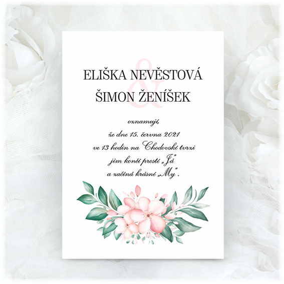 Svatební oznámení s květinami SK426