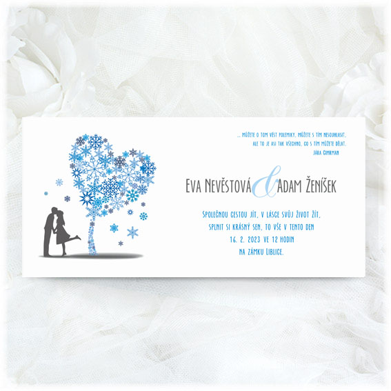 Winter Wedding Invitation with Tree and the Couple