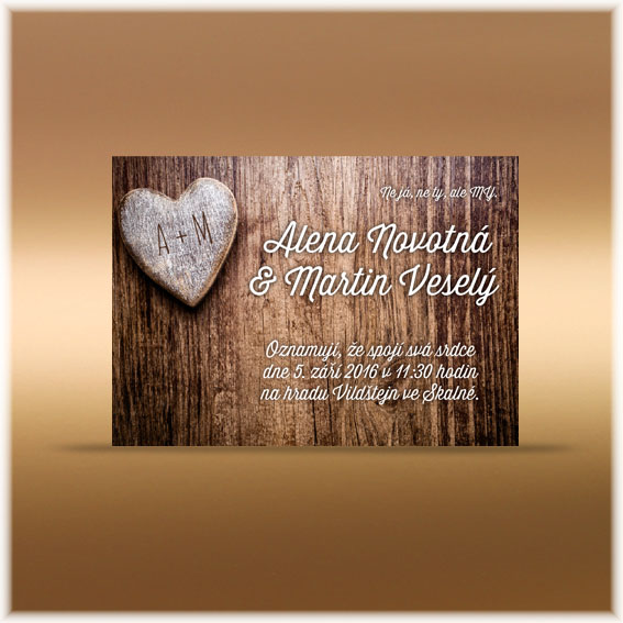 Wedding invitation wooden heart