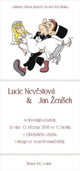 Vtipné svatební oznámení těhotná nevěsta  K-01