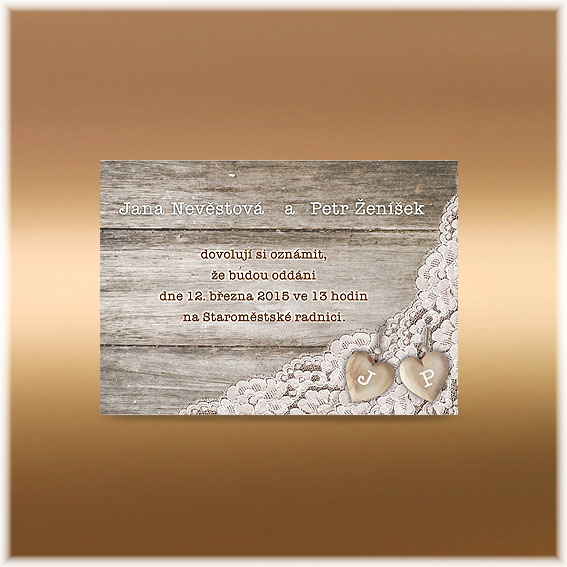 Selské svatební oznámení s krajkou  SK269